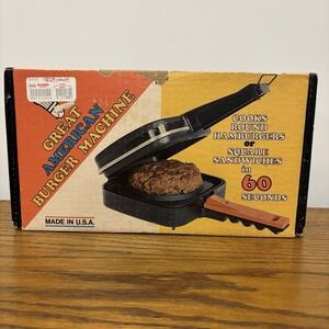 Great American Burger Machine Model 6000 Cooks Sandwiches‎ in 60 seconds Vintage